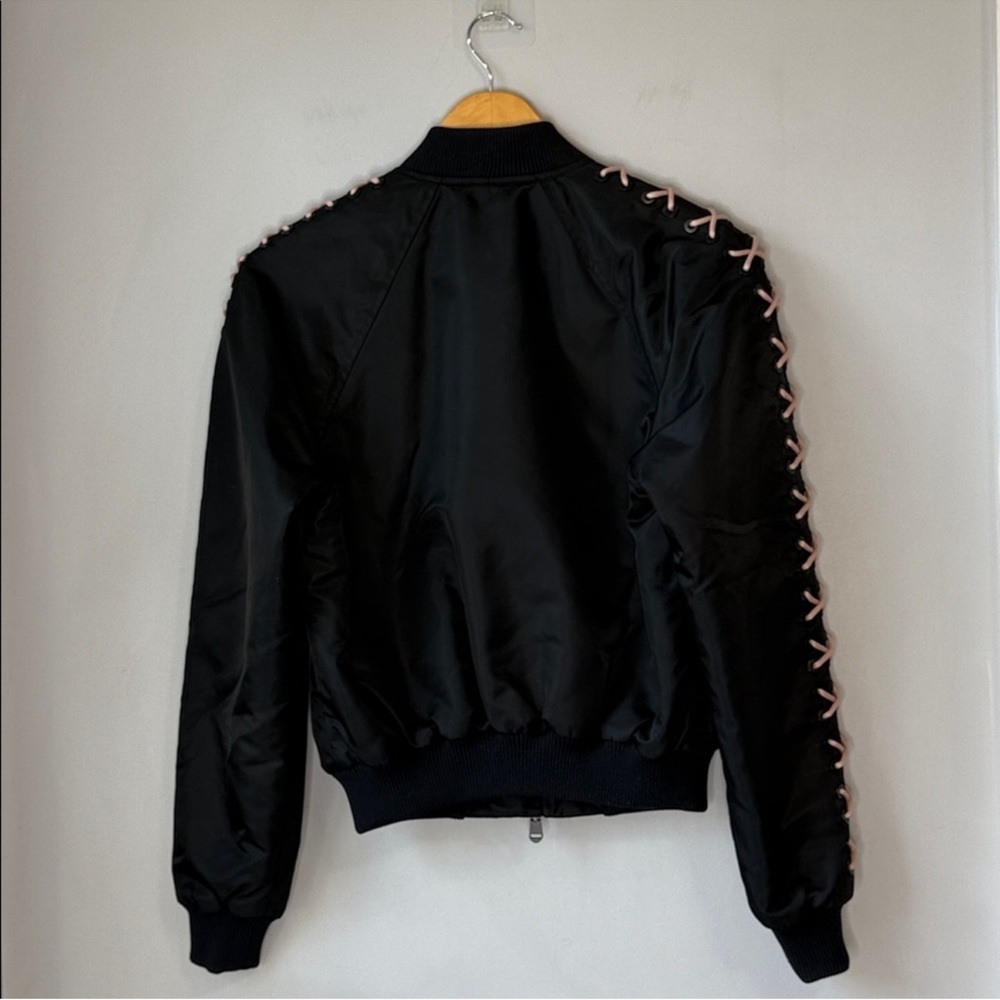 Cinq A Sept Black Bomber Jacket Lace Up - Picture 4 of 9